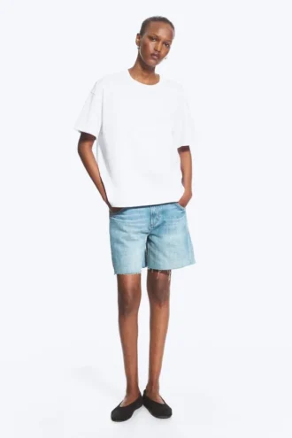 Afslappet, boxy bomulds-T-shirt – hvid