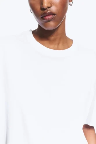 Afslappet, boxy bomulds-T-shirt – hvid
