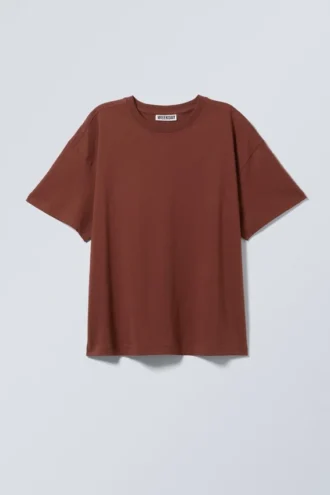 Afslappet, boxy bomulds-T-shirt – Rust