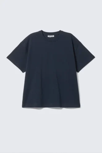 Afslappet, boxy T-shirt i bomuld – marineblå