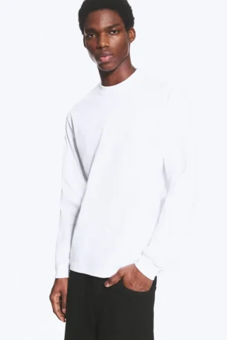 Afslappet langærmet T-shirt – hvid