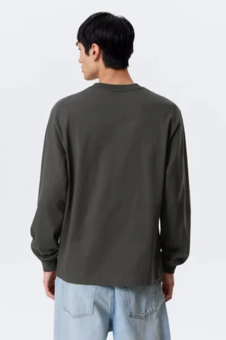Afslappet langærmet T-shirt – Mørkegrå