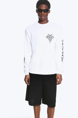 Afslappet med print langærmet T-shirt – hvid – Synergy