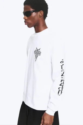 Afslappet med print langærmet T-shirt – hvid – Synergy