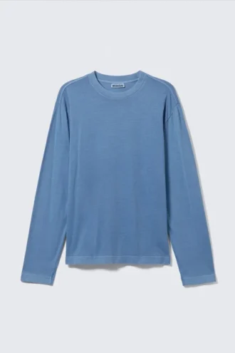 Afslappet pyjamas-T-shirt med lange ærmer – Blå