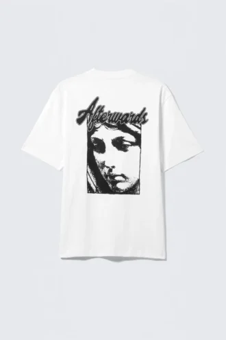 Afslappet T-shirt med print – Hvid – Afterwards