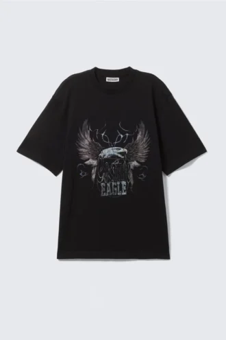 Afslappet T-shirt med print – Sort – Cosmic Eagle
