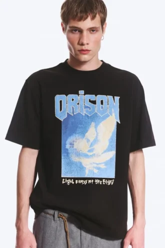 Afslappet T-shirt med print – Sort – Fugle
