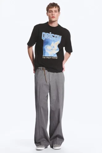 Afslappet T-shirt med print – Sort – Fugle