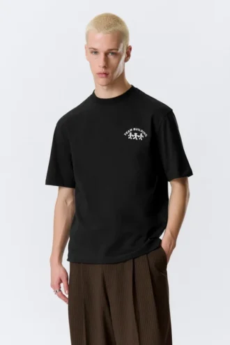 Afslappet T-shirt med print – Sort – Teambuilding