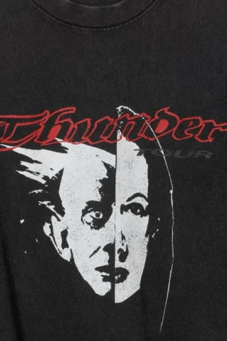Afslappet T-shirt med print – Sort – Thunder Tour