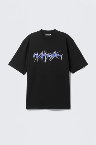 Afslappet T-shirt med print – sort – Wired