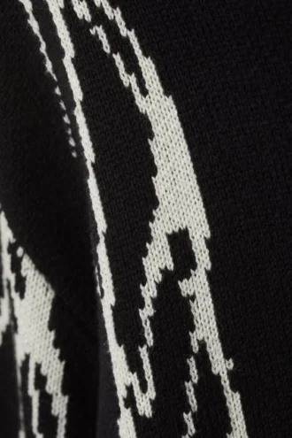 Almindelig jacquardstrikket trøje med print – sort – Iced Veins