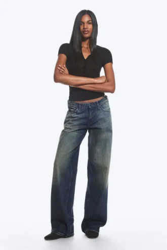Ample Low Rise Loose Wide Jeans – Baltic Blue – Mørkeblå