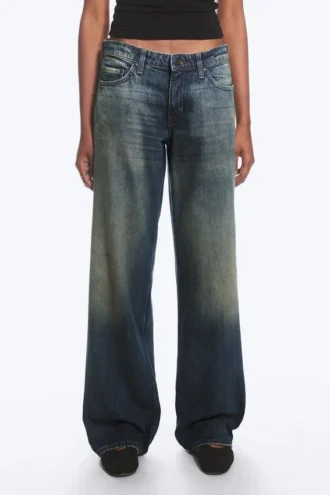 Ample Low Rise Loose Wide Jeans – Baltic Blue – Mørkeblå