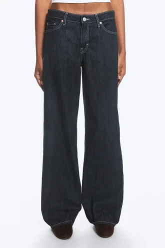 Ample Low Rise Loose Wide Jeans – Blue Rinse – Mørkeblå