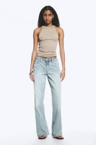 Ample Low Rise Loose Wide Jeans – Dream Blue – Lys blå