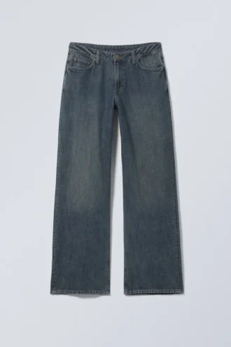 Ample Low Rise Loose Wide Jeans – Lake Blue – Mørkeblå