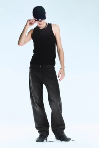 Anti Unisex-jeans med lav talje, almindelig pasform og lige ben – vasket sort | Cheap Monday GB