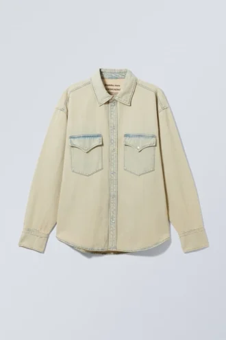 Ash langærmet denimskjorte – solbleget