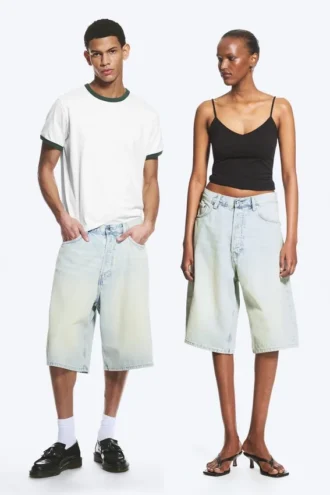 Astro Mid Rise Loose Baggy Denim Shorts – Citizen Blue – Lys blå
