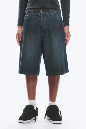 Astro Mid Rise Loose Baggy Denim Shorts – Lake Blue – Medium Blue