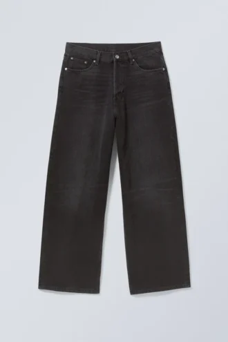 Astro Mid Rise Loose Baggy Unisex Jeans – Black Stream