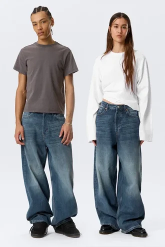 Astro Mid Rise Loose Baggy Unisex Jeans – Blue Hymn – Medium Blue