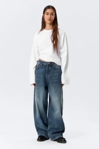 Astro Mid Rise Loose Baggy Unisex Jeans – Blue Hymn – Medium Blue