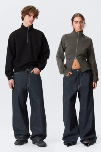Astro Mid Rise Loose Baggy Unisex Jeans – Blue Rinse – Mørkeblå