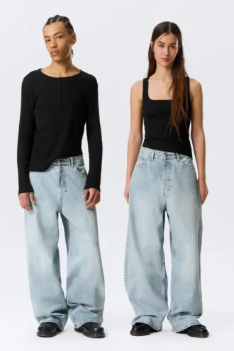 Astro Mid Rise Loose Baggy Unisex Jeans – Dream Blue – Lys blå