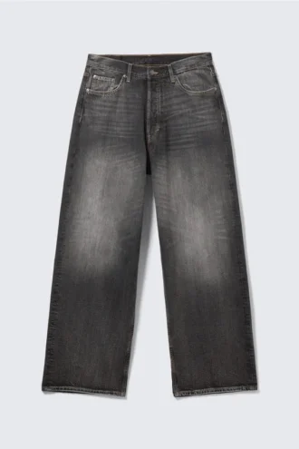 Astro Mid Rise Loose Baggy Unisex Jeans – Dusky Black – Sort