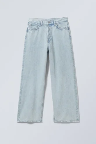 Astro Mid Rise Loose Baggy Unisex Jeans – Snow Blue – Light Blue