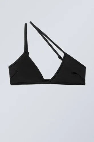 Asymmetrisk bikini-top, der trækkes over hovedet – sort