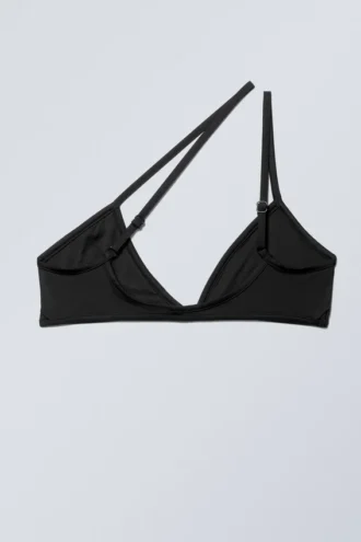 Asymmetrisk bikini-top, der trækkes over hovedet – sort