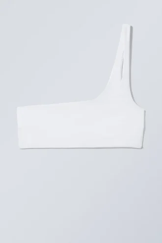 Asymmetrisk bikini-top med én skulder – hvid