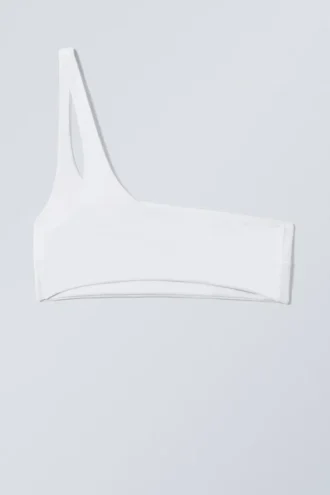 Asymmetrisk bikini-top med én skulder – hvid