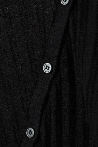 Asymmetrisk cardigan i linneblanding – sort