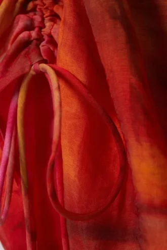 Asymmetrisk draperet minikjole – orange/rød – Calypso Flower