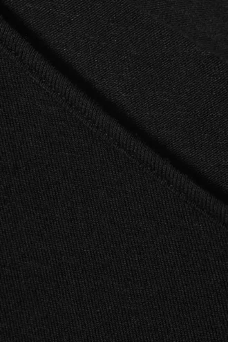 Asymmetrisk ribbet langærmet bluse – sort