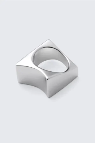 Asymmetrisk ring i rustfrit stål – sølv