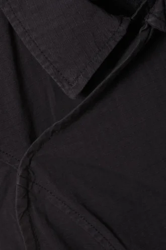 Asymmetrisk ripstop-top med korte ærmer – sort