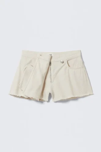 Asymmetrisk skort i bomuldstwill – hvid