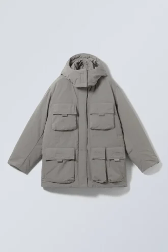 Attila polstret parka – støvet khaki