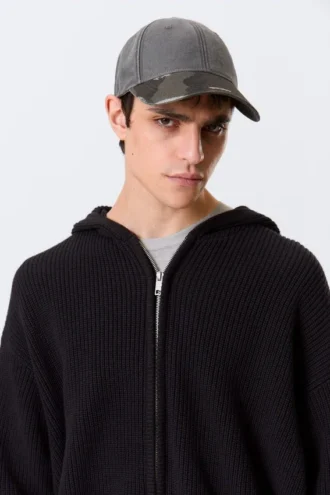 Baseballkasket i distressed bomuldscanvas – Grå – Trashed Camo