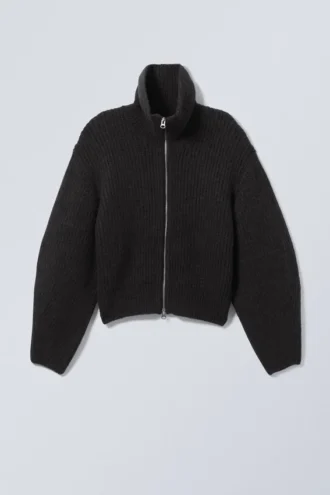 Bea Zip Cardigan – Sort