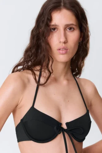 Bikini-top med stropper og bøjler – sort