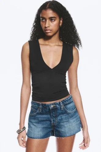 Bite Mini-denimshorts med lav talje – Radio Blue – Medium Blue