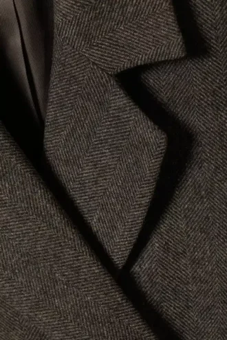 Blazer i uldblanding med sildebensmønster – brun/grå