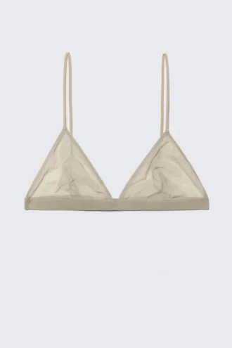 Blød mesh-triangel-bh – beige